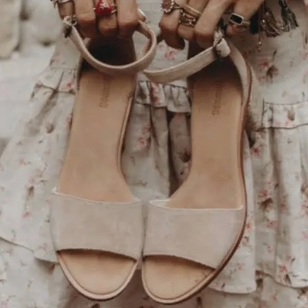 Soludos‎ Capri block heel espadrilles ankle strap blush pink suede sandals Sz 10
